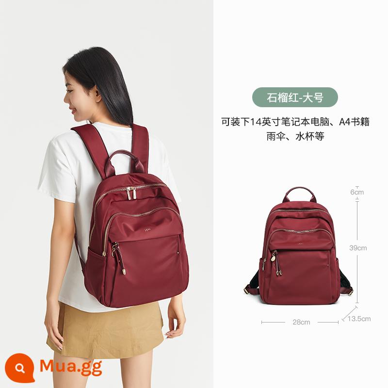 Leif Nylon Ba Lô Canvas Nữ 2023 Mới Thời Trang Đi Học 14 Inch Túi Máy Tính Du Lịch Ba Lô - Lựu Đỏ-Lớn (có thể chứa laptop 14 inch)