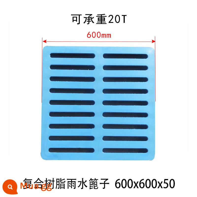 Lưới chắn nước mưa nhựa composite nắp cống chữ nhật lưới rãnh thoát nước rãnh thoát nước nắp hố ga nắp hố ga - 600*600*50