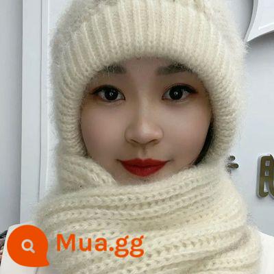 Mũ và khăn quàng đỏ lưới một cơn gió dày và tuyết mùa thu và mùa đông len cashmere mới đan mũ Bao Đầu ấm áp của phụ nữ mua sắm - Be