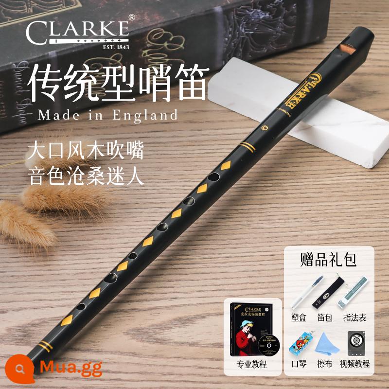 Clarke Clarke Irish Còi Sáo Thiếc Truyền Thống C-Tune D-Tune Thẳng Sáo Kim Loại Nhạc Cụ Nhập Khẩu Của Anh - Tông C đen + hướng dẫn chuyên nghiệp