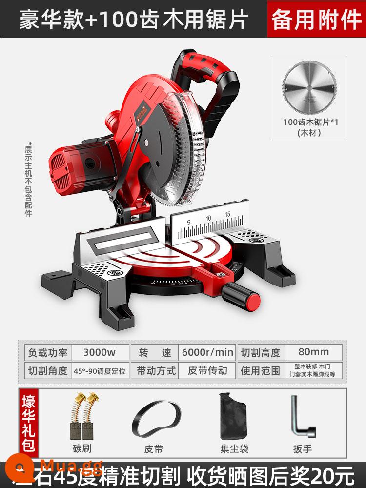 Máy cắt chính xác cao Máy cưa nhôm 10 inch hợp kim nhôm cấu hình đặc biệt nhôm chế biến gỗ cưa góc 45 độ cưa - Model cao cấp + lưỡi cưa gỗ 100 răng + phụ kiện dự phòng