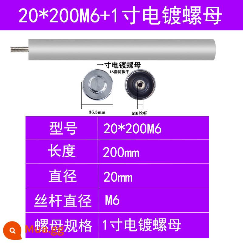 Điện Đa Năng Máy Nước Nóng Thanh Magie Nước Phụ Kiện 40/60/80L Nước Thải Ổ Cắm Thanh Magie Hy Sinh Anode Thanh Magie - Số 13: 20*200+ đai ốc mạ điện một inch