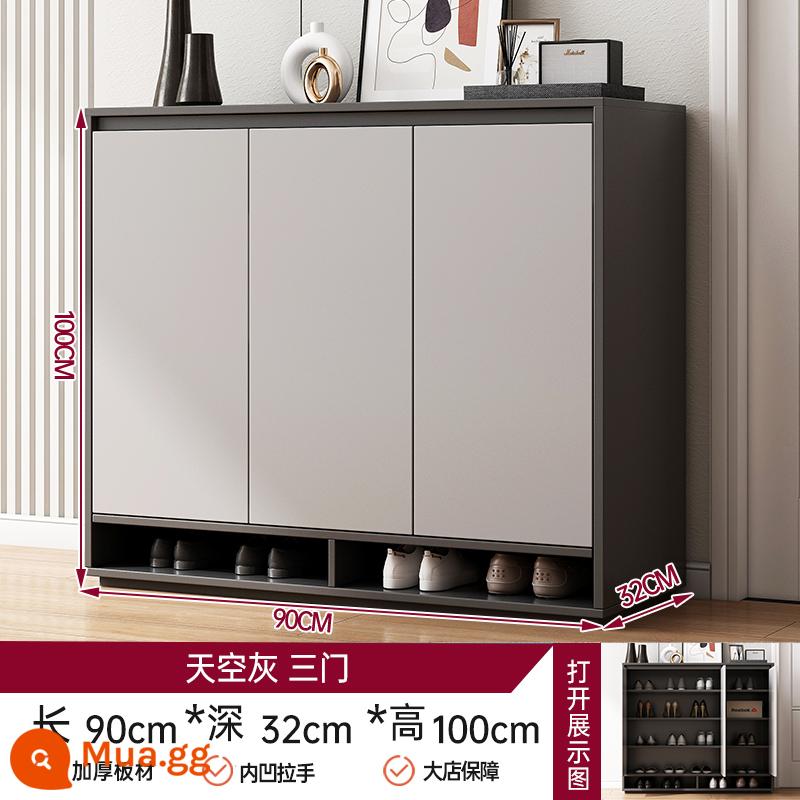 Tủ giày cửa nhà tủ hiên tất cả -in -one lối vào cửa vào tủ lưu trữ tủ đơn giản tủ lưu trữ tủ quần áo - [Tấm dày được nâng cấp❤️Thưởng 10 tệ khi đăng ảnh] Sky Grey 90*32*100cm