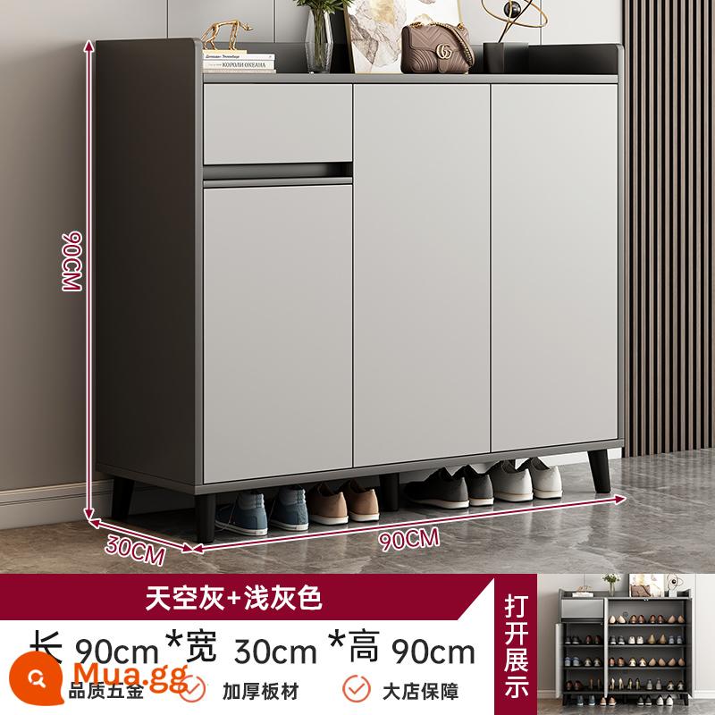 Tủ giày cửa nhà tủ hiên tất cả -in -one lối vào cửa vào tủ lưu trữ tủ đơn giản tủ lưu trữ tủ quần áo - [Chống ẩm và ổn định❤️Chân gỗ PVC] Xám Sky + Xám nhạt 90*30*90cm