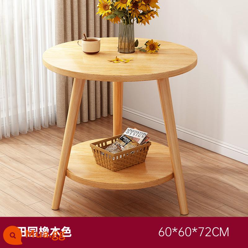 Bàn cà phê phòng khách sofa nhà bàn phụ đơn giản hiện đại đơn giản bàn nhỏ lưới đỏ ban công bàn trà phòng ngủ bàn cạnh giường ngủ - Màu gỗ sồi mục vụ φ60*72CM [chân gỗ nguyên khối hai lớp]