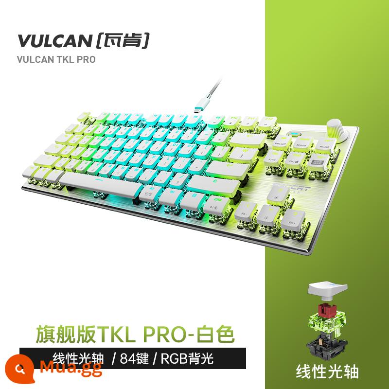 Roccat Đức Báo Băng Vulcan Thể Thao Điện Tử 104 Phím Trò Chơi Cơ RGB Đỏ Trục Trà Trục Trục Quang Học - Phiên bản hàng đầu trục quang tuyến tính TKL PRO-trắng (84 phím RGB)