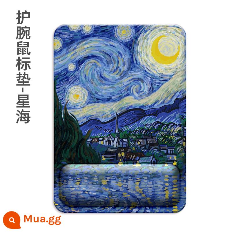 Miếng Lót Chuột Cổ Tay Mút Bàn Phím Tay Còn Lại Tranh Sơn Dầu Van Gogh Nhớ Cotton Miếng Lót Cổ Tay Cổ Tay Bộ Ins - [Xinghai] Miếng lót chuột cổ tay