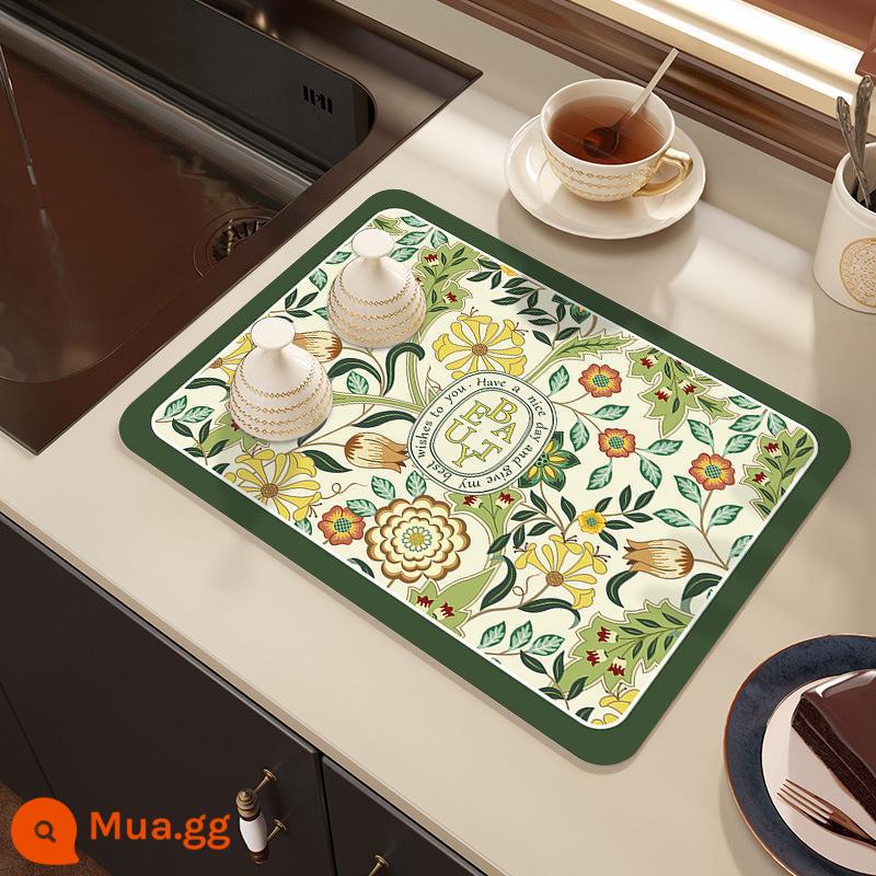 Mặt bàn bếp thoát nước bùn tảo cát thấm mát pad để bàn bộ đồ ăn khô pad coaster rửa bàn trà thanh mat - Mô hình dày dặn-Dạo bước ở Thành phố hoa