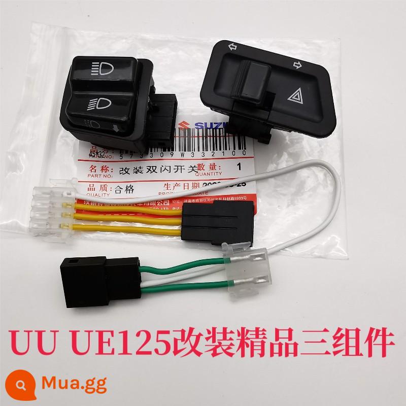 Qingqi Suzuki UU125 UY125 UE125 sửa đổi phụ kiện đèn flash đôi công tắc hướng ánh sáng chuyển ánh sáng vượt đèn - Công tắc đèn vượt UU/UE125 + công tắc đèn nháy đôi + cáp chuyển đổi [ba thành phần chất lượng cao]