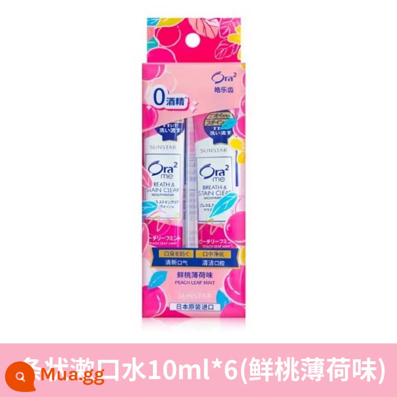 Nước súc miệng Ora2 Haole của Nhật 460ml trắng sáng sạch màu hơi thở thơm mát khử mùi bé trai bé gái - 1 hộp hương đào (10ml*6 túi)