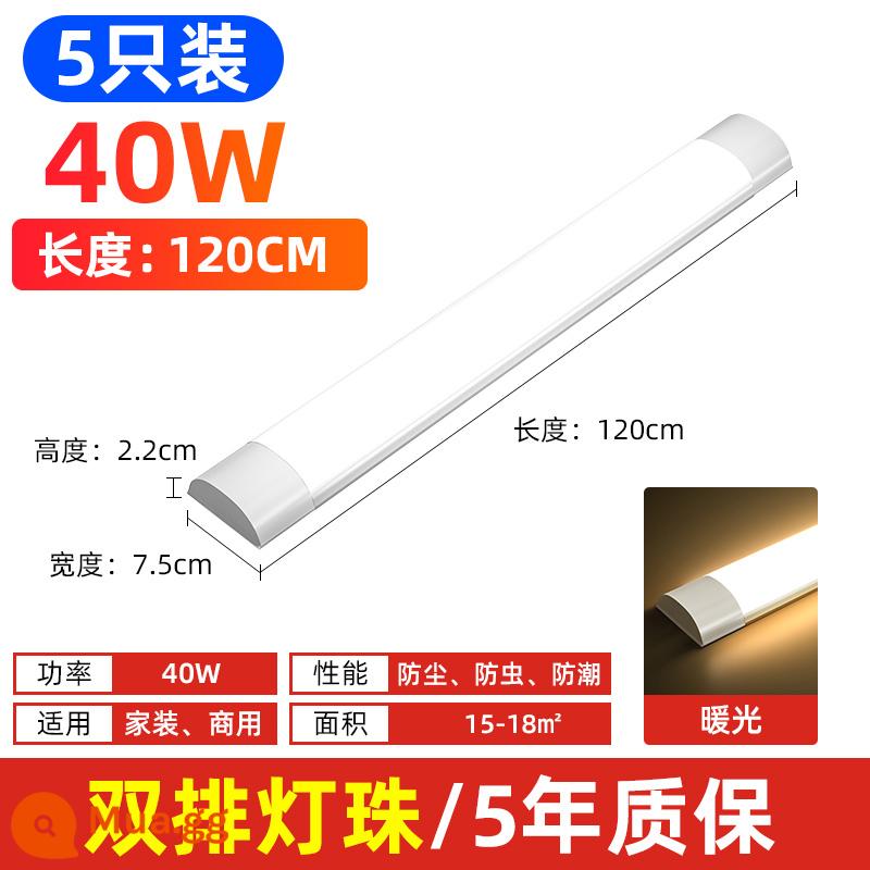 Đèn led tuýp t5 tích hợp giá đỡ đèn trọn bộ hộ gia đình Đèn huỳnh quang T8 ba tròng chống vạch đèn tuýp siêu sáng - Gói năm★Mẫu độ sáng cao hai hàng [Ánh sáng ấm áp 1,2m-40W]