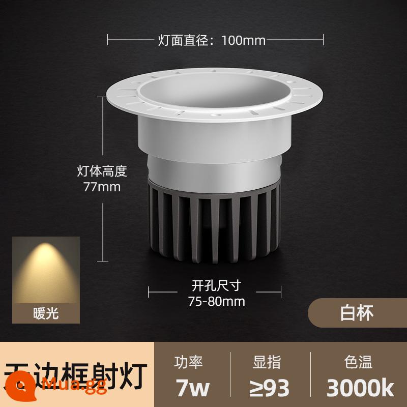 Đèn chiếu không viền COB nhúng trong nhà chống lóa phòng khách chôn sẵn không có đèn chiếu sáng chính Đèn downlight 4000K - Bridgelux Chip-White Cup 7W Spotlight-3000K