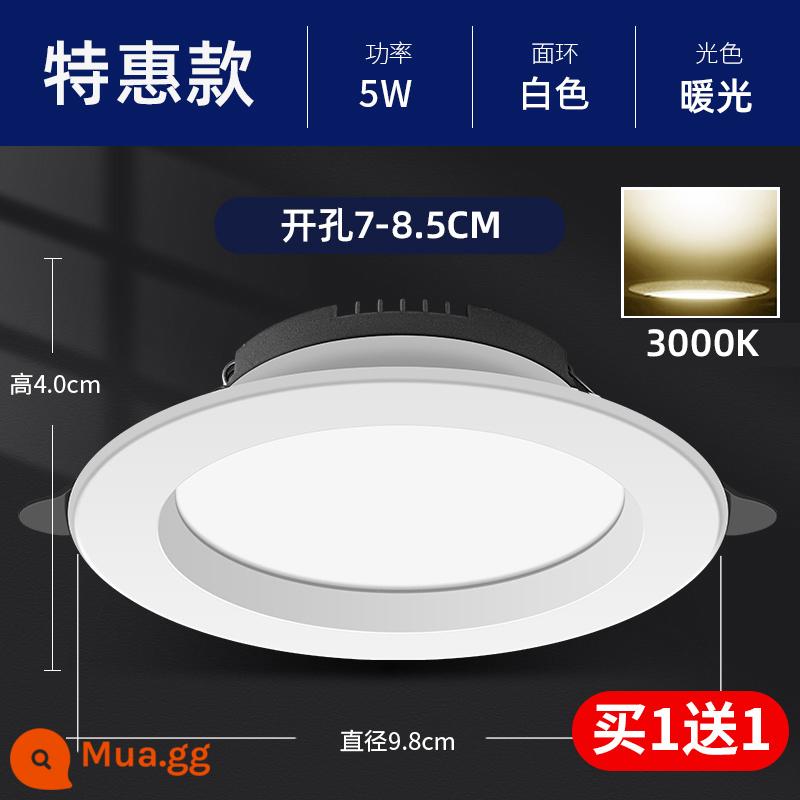 Đèn led downlight lớn 4 inch Đèn khoét lỗ 12W Đèn chiếu trần 5 inch 15W Đèn thùng nhúng 6 inch 18 watt Đèn khoét lỗ cho cửa hàng quần áo - [Mua 1 Tặng 1] Đặc biệt khoan đèn ấm áp 5W 7-8.5cm