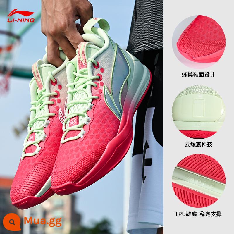 Giày bóng rổ Li Ning nam sonic combatlow chịu mài mòn 10 giày combat chính hãng 9 giày thể thao cổ thấp - Huỳnh quang Magenta/Pixie Green(-4) [Dòng Phantom]