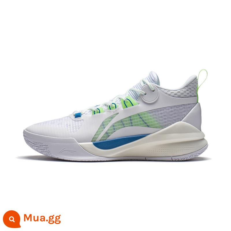 Giày bóng rổ Li Ning nam sonic combatlow chịu mài mòn 10 giày combat chính hãng 9 giày thể thao cổ thấp - Ống tiêu chuẩn màu trắng/xanh huỳnh quang/trung bình [Sonic 10TD]