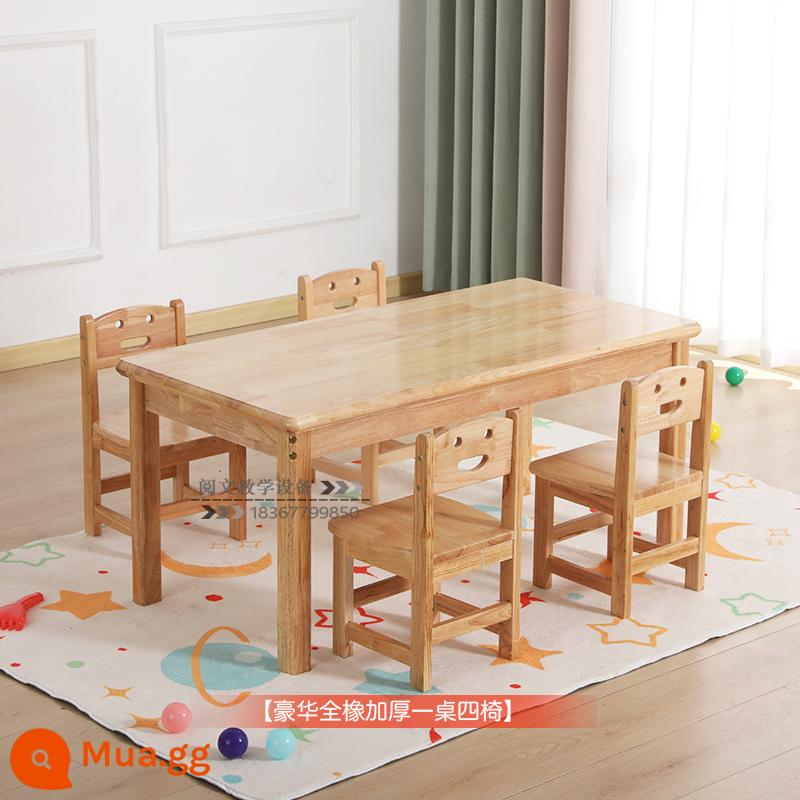 Mẫu Giáo Đặc Biệt Bàn Gỗ Trẻ Em Bàn Ghế Đồ Chơi Cho Bé Giáo Dục Sớm Bàn Học Handmade Bàn Đọc Sách - Bàn cao su sang trọng, 1 bàn 4 ghế 120*60