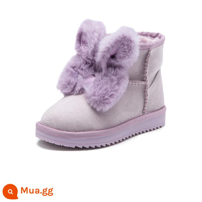 Balabala Children's Snow Boots Girl Baby Plus Velvet Warm Shoes 2022 Mùa đông mới quản lý Boots xu hướng - Màu tím hồng 70001