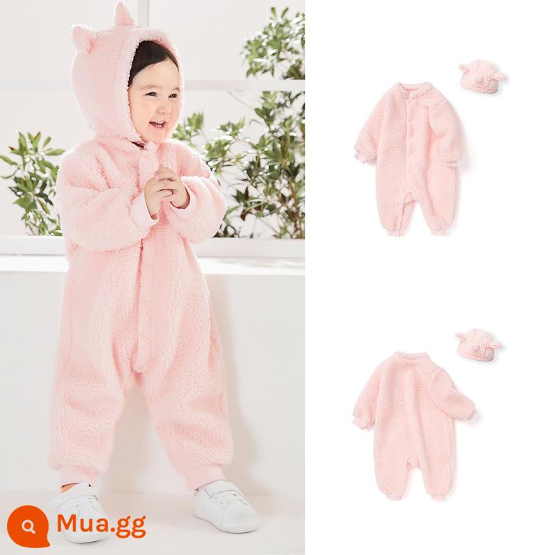 Barabara bé jumpsuit trẻ em quần áo mùa đông bé trai và bé gái đi ra ngoài quần áo cộng với nhung dày ôm quần áo rompers - Giấc mơ hồng 60334