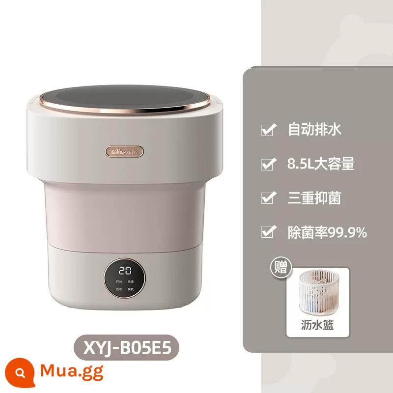 Gấu Gấp Máy Giặt Mất Nước Máy Giặt Mini Đồ Lót Giặt Đồ Lót Tất Hiện Vật Nhỏ Lười Máy Giặt - thoát nước tự động màu trắng