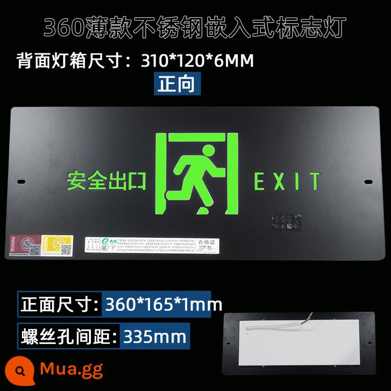 Nhúng biển báo khẩn cấp bằng thép không gỉ mỏng thoát hiểm an toàn lửa che giấu sơ tán Đèn LED báo hiệu - Thép không gỉ mỏng 360 nhúng màu đen [Chuyển tiếp] Điện áp: 24-220V