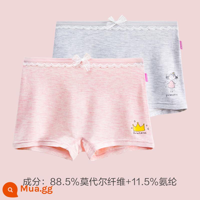 Quần đùi bé gái đậu đỏ quần đùi cotton nguyên chất không kẹp PP bé gái quần đùi tam giác kháng khuẩn cho bé gái trung và lớn - Bột màu xám sợi hoa CN220