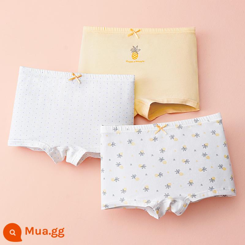 Quần đùi bé gái đậu đỏ quần đùi cotton nguyên chất không kẹp PP bé gái quần đùi tam giác kháng khuẩn cho bé gái trung và lớn - 203 dứa vàng mềm