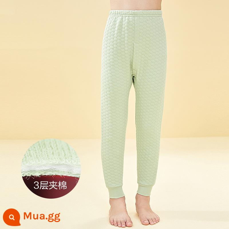 Đậu đỏ quần giữ ấm trẻ em mùa thu đông quần vệ sinh bé trai và bé gái cotton nguyên chất dày 3 lớp chần bông quần vệ sinh ấm áp cho bé - CK201 đậu xanh chàng trai