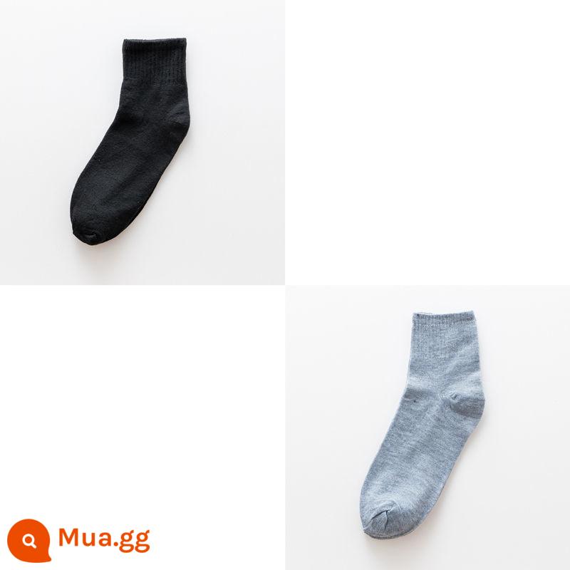 Những người đàn ông Sock 100 cặp nhà sản xuất Zhuji Yiwu đen của nam - [Giữa ống] Đen + Xám (Ưu tiên sưu tầm và mua hàng)