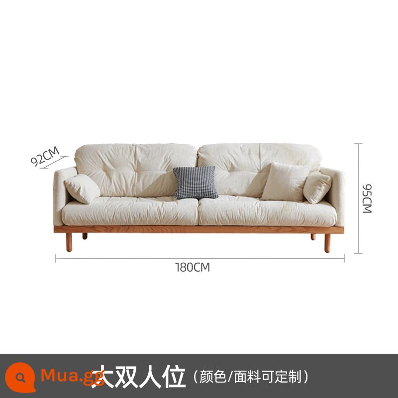 Nội thất gỗ và gió phong cách Nhật Bản gỗ đặc Fengyun sofa phòng khách căn hộ nhỏ ba người màu kem Bắc Âu vải nghệ thuật - Cấu trúc tích hợp đường thẳng chỗ ngồi đôi lớn (1,8 mét)