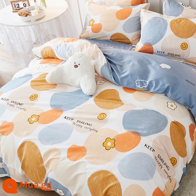 Cotton nguyên chất vỏ chăn đơn mảnh cotton đôi vỏ chăn 180x200X230 ký túc xá sinh viên đơn 150x200cm mùa xuân và mùa thu - Kẹo đá hạnh phúc