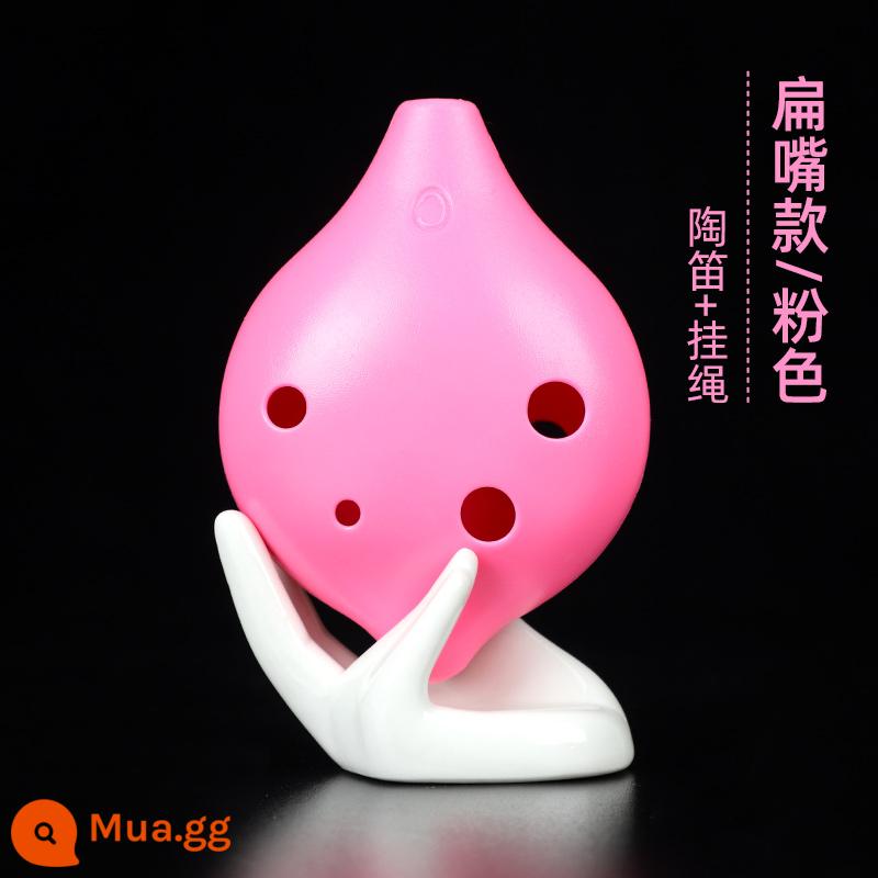 Ocarina 6 lỗ dành cho người mới bắt đầu cấp alto nhựa dẻo C-tune nhựa sáu lỗ AC dành cho trẻ em học sinh tiểu học nhạc cụ dành cho người lớn - AC 6 lỗ miệng phẳng màu hồng (sáo trần)