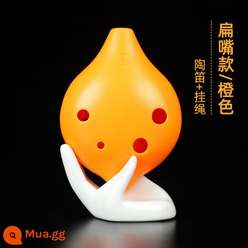 Ocarina 6 lỗ dành cho người mới bắt đầu cấp alto nhựa dẻo C-tune nhựa sáu lỗ AC dành cho trẻ em học sinh tiểu học nhạc cụ dành cho người lớn - Model miệng phẳng AC 6 lỗ màu cam (sáo trần)