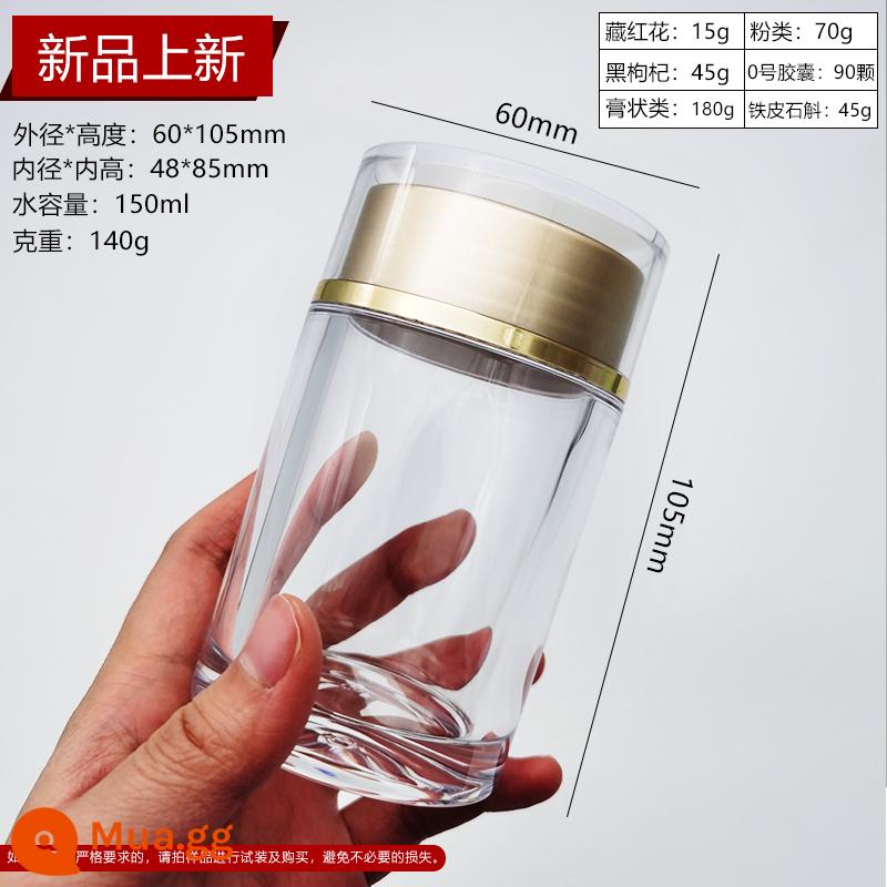 Bao bì hoa sanqi hoa sâm phương tây chai tinh thể trong suốt chai thuốc truyền thống Trung Quốc. - Dung tích 60*105 150ml