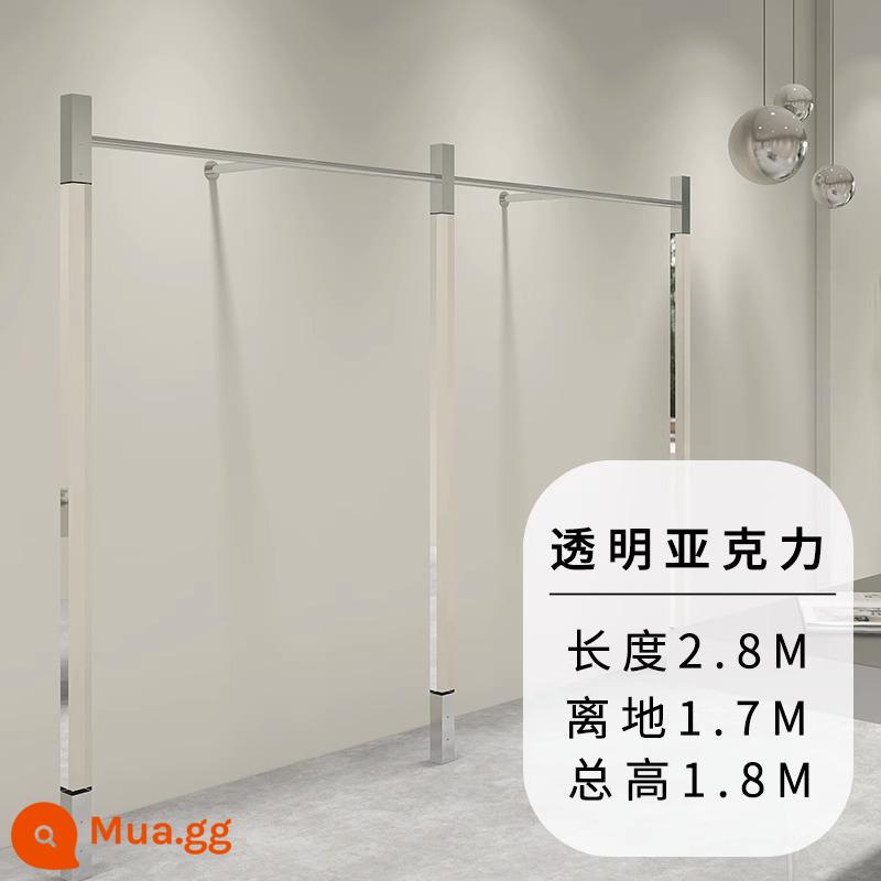 Cửa Hàng Quần Áo Giá Trưng Bày Acrylic Giá Treo Tường Thép Không Gỉ Từ Sàn Đến Trần Kệ Cửa Hàng Quần Áo Nữ Móc Treo Tùy Chỉnh - Kiểu 3: dài 2,8M * cao 1,7M so với mặt đất, tổng chiều cao 1,8