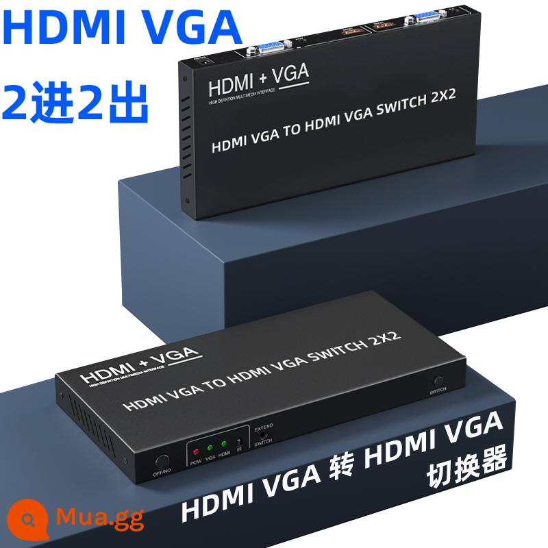 Bộ chuyển đổi kvm 2 cổng hdmi+vga to HDMI+vga trộn 2 trong 1 ra máy tính Màn hình chia sẻ HD nút chuột - bộ chuyển mạch