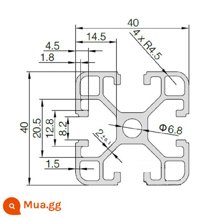 Vật liệu đùn nhôm 4040 dây chuyền lắp ráp vật liệu đùn nhôm 4040 khung 3030 nhôm định hình ống vuông hồ sơ hợp kim nhôm 4040 - 4040 tiêu chuẩn Châu Âu-dày 2.0