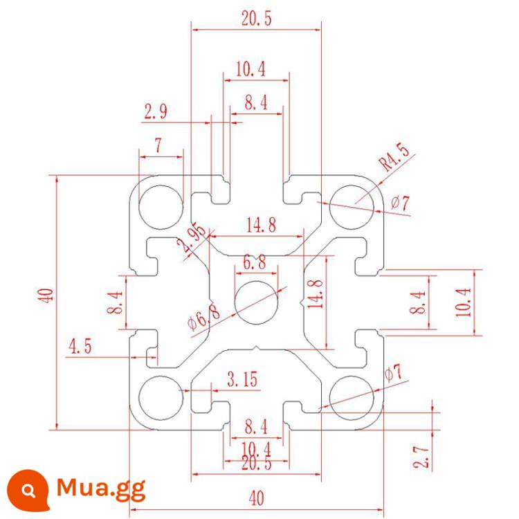 Vật liệu đùn nhôm 4040 dây chuyền lắp ráp vật liệu đùn nhôm 4040 khung 3030 nhôm định hình ống vuông hồ sơ hợp kim nhôm 4040 - 4040 tiêu chuẩn Châu Âu-dày 3.0