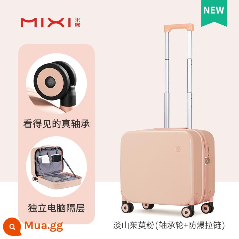 Thiết kế ban đầu Vali Mixi nữ 18 inch trường hợp lên máy bay mật khẩu ánh sáng nhỏ 16 xe đẩy nhỏ vali nam - Bột Dogwood nhẹ [Bánh xe chịu lực + Dây kéo chống cháy nổ] Nâng cấp nâng cao mới