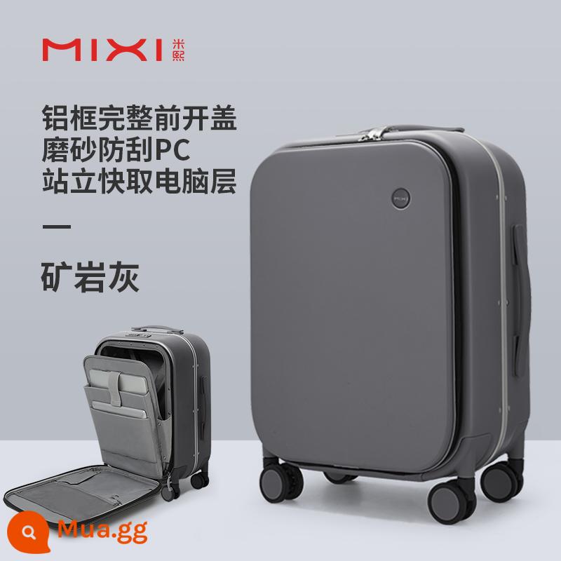 Vali lên máy bay Mixi mở trước vali nữ 20 inch mở ngang 18 vali kéo khung nhôm nhẹ bền nam - Màu xám khoáng (mờ và chống trầy xước)