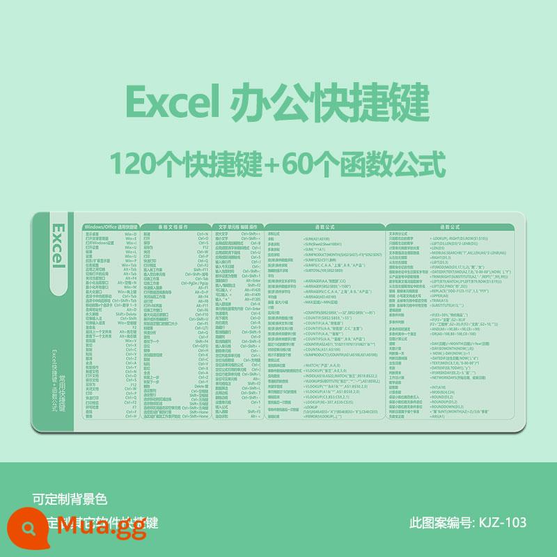 Văn phòng WPS văn phòng công thức hàm Excel siêu lớn Bàn di chuột PS CAD Word Phím tắt PPT Daquan - Phím tắt màu xanh lá cây KJZ-103 của Excel + Hàm công thức