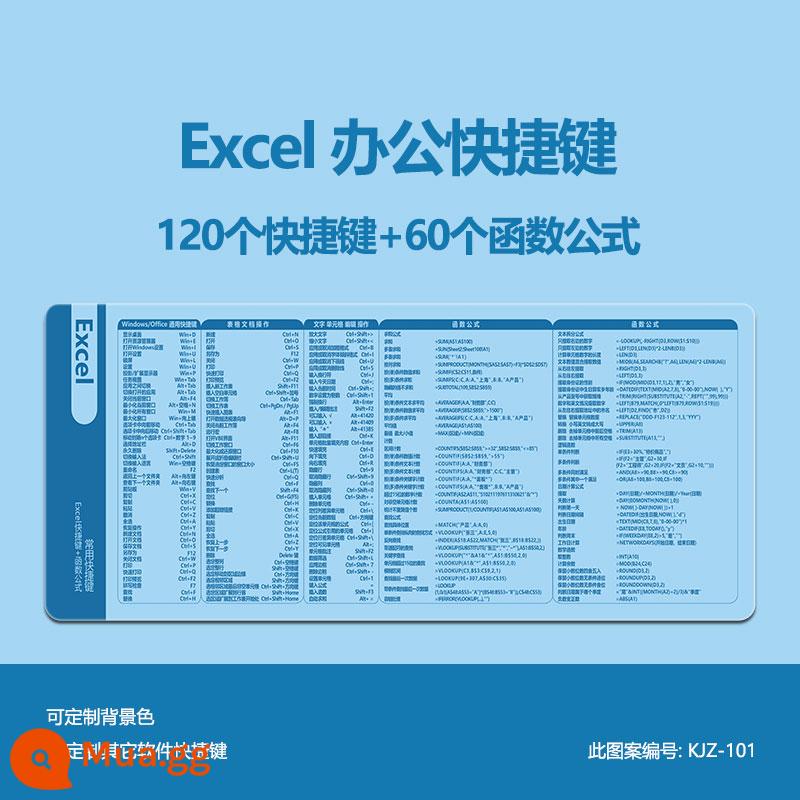 Văn phòng WPS văn phòng công thức hàm Excel siêu lớn Bàn di chuột PS CAD Word Phím tắt PPT Daquan - Phím tắt màu xanh lam KJZ-101 của Excel + Hàm công thức