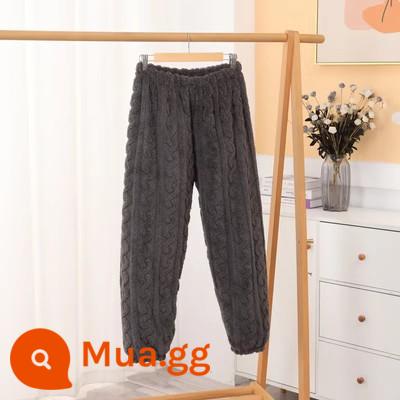 Thời Trang Mới Nhung San Hô Jacquard Phù Hợp Với Bộ Đồ Ngủ Mùa Thu Đông Plus Nhung Dày Internet Người Nổi Tiếng Cô Gái Cặp Đôi Thường Ngày Phù Hợp Với - Quần nỉ nhung ấm áp Jacquard-Xám đậm (quần đơn)