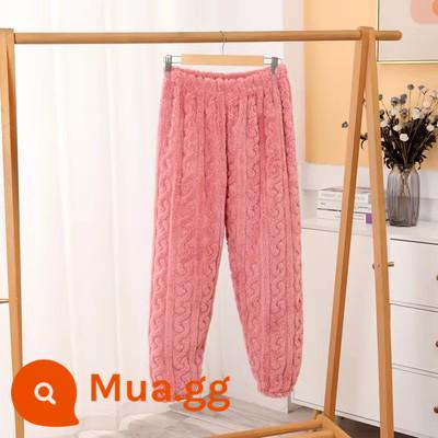 Thời Trang Mới Nhung San Hô Jacquard Phù Hợp Với Bộ Đồ Ngủ Mùa Thu Đông Plus Nhung Dày Internet Người Nổi Tiếng Cô Gái Cặp Đôi Thường Ngày Phù Hợp Với - Quần Jacquard nhung ấm áp - đỏ đào (quần đơn)