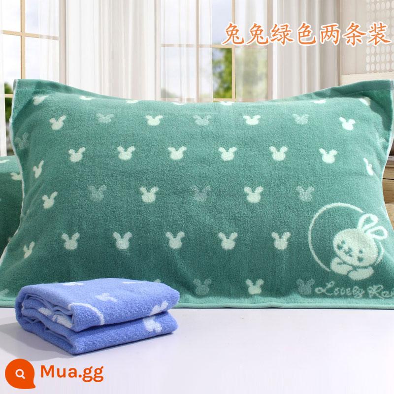 [Đặc Biệt Hàng Ngày] Khuyến Mãi Vỏ Gối Cotton Nguyên Chất Dày Và Cặp Lớn Mềm Mại Hoạt Hình Chính Hãng Không Phai Màu - Thỏ xanh hai gói