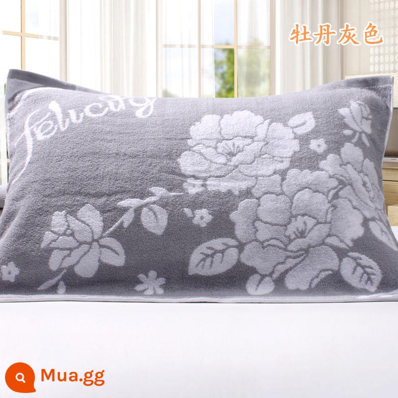 [Đặc Biệt Hàng Ngày] Khuyến Mãi Vỏ Gối Cotton Nguyên Chất Dày Và Cặp Lớn Mềm Mại Hoạt Hình Chính Hãng Không Phai Màu - Peony màu xám hai gói