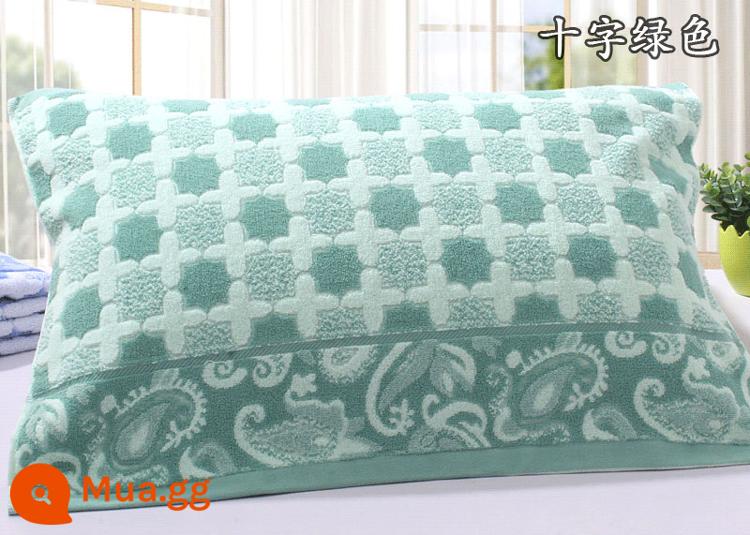 [Đặc Biệt Hàng Ngày] Khuyến Mãi Vỏ Gối Cotton Nguyên Chất Dày Và Cặp Lớn Mềm Mại Hoạt Hình Chính Hãng Không Phai Màu - Hai gói chéo màu xanh lá cây