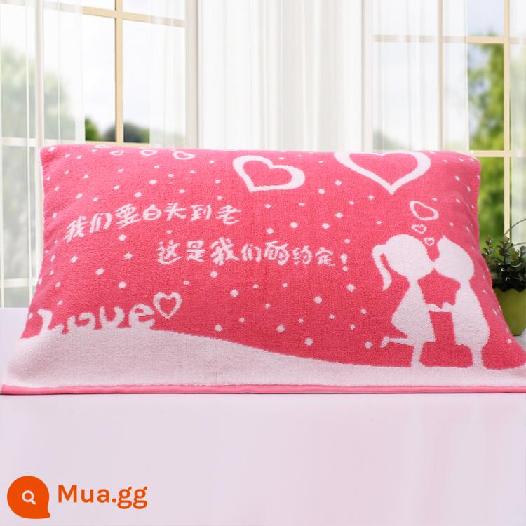 [Đặc Biệt Hàng Ngày] Khuyến Mãi Vỏ Gối Cotton Nguyên Chất Dày Và Cặp Lớn Mềm Mại Hoạt Hình Chính Hãng Không Phai Màu - Happy Promise hồng đậm 2 gói