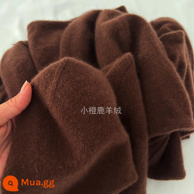 Consinee Mũ len cashmere nguyên chất 100% dành cho nam và nữ, viền dệt kim ấm áp, mũ lạnh, phong cách COS giản dị châu Âu và Mỹ - Mocha nâu