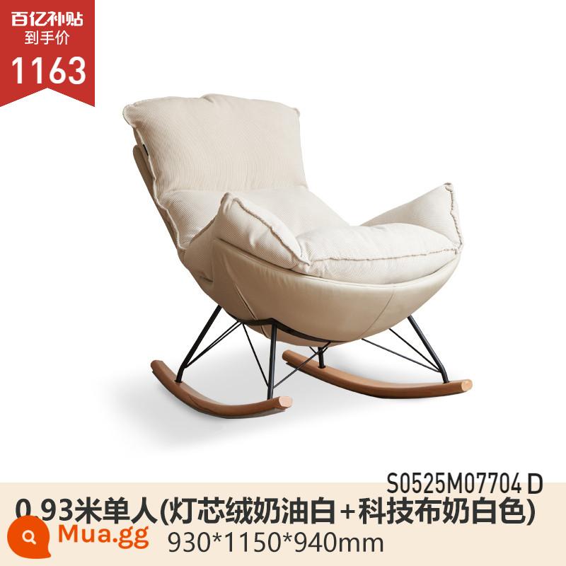 Genji Gỗ Ngôn Ngữ Vải Ốc Ghế Sofa Đơn Ghế Hình Hoa Đính Đá Người Lớn Chống Bẹp Đầu Sofa Lười Ban Công Nhà Giải Trí - Đơn 0,93m (trắng kem nhung + vải kỹ thuật trắng sữa) (930*1150*940mm) S0525