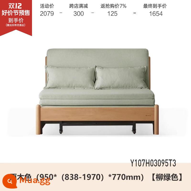 Genji Muyu Gỗ Sofa Giường Hiện Đại Đơn Giản Giường Gấp Bắc Âu Căn Hộ Nhỏ Phòng Khách Kép Sofa Đôi - 0.95m màu gỗ sồi (xanh liễu) (950*(838-1970)*770mm)